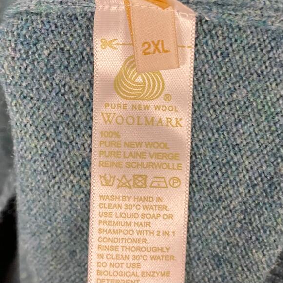 NWOT The House Of Bruar Munrospun Sweater Women US XL Lambswool V Blue Long-Slev - Picture 6 of 9